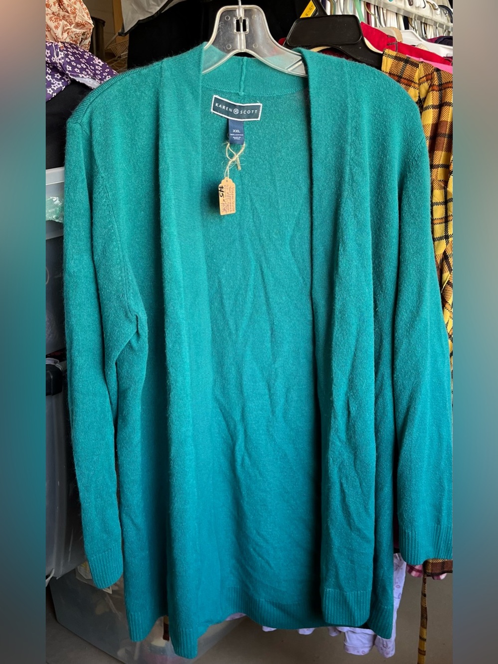 Karen Scott Teal Open-Front Cardigan Sweater size XXL